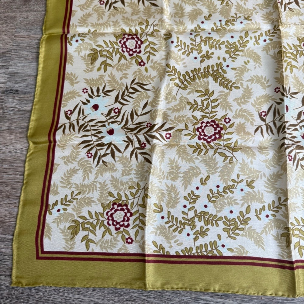Anne Klein Retro Scarf Leaf Preppy Floral Nature Hair | 26" Square - Picture 6 of 9